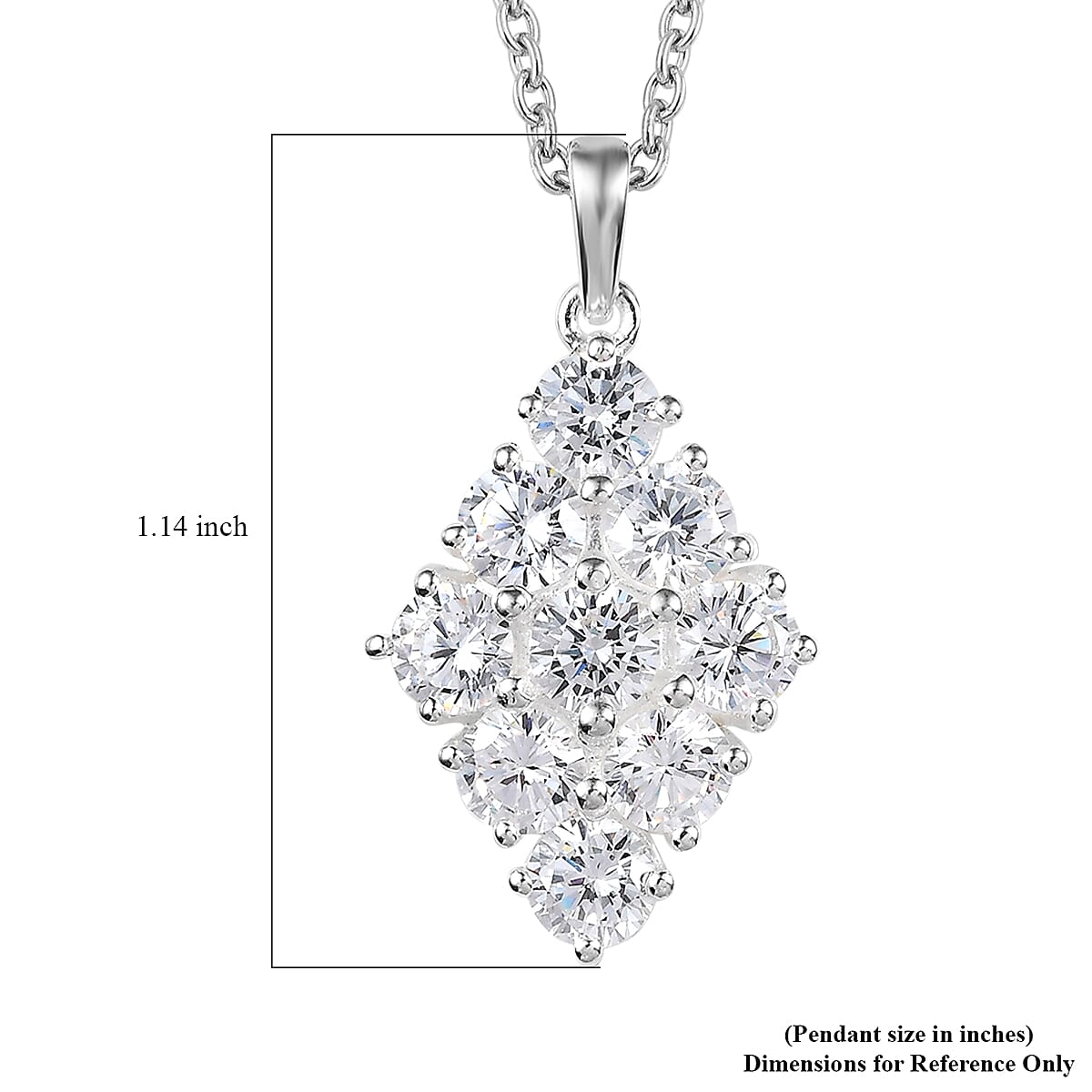 Simulated Diamond Pendant in Sterling Silver with Stainless Steel Necklace 20 Inches 6.00 ctw image number 6