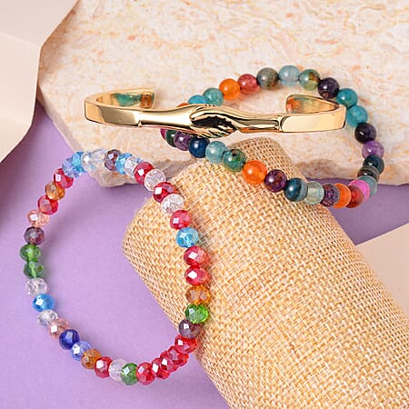 Agate and Multi Color Glass, Goldtone - Product card gallery slide 2 (10206083744057)