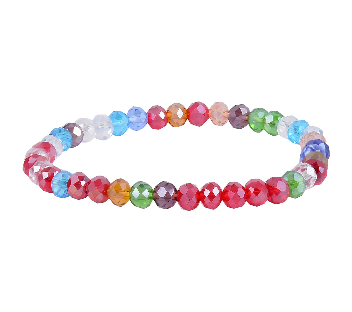 Multi Color Agate and Multi Color Glass Set of 2 Stretch Bracelet and Cuff Bracelet (7.00In) in Goldtone 60.00 ctw