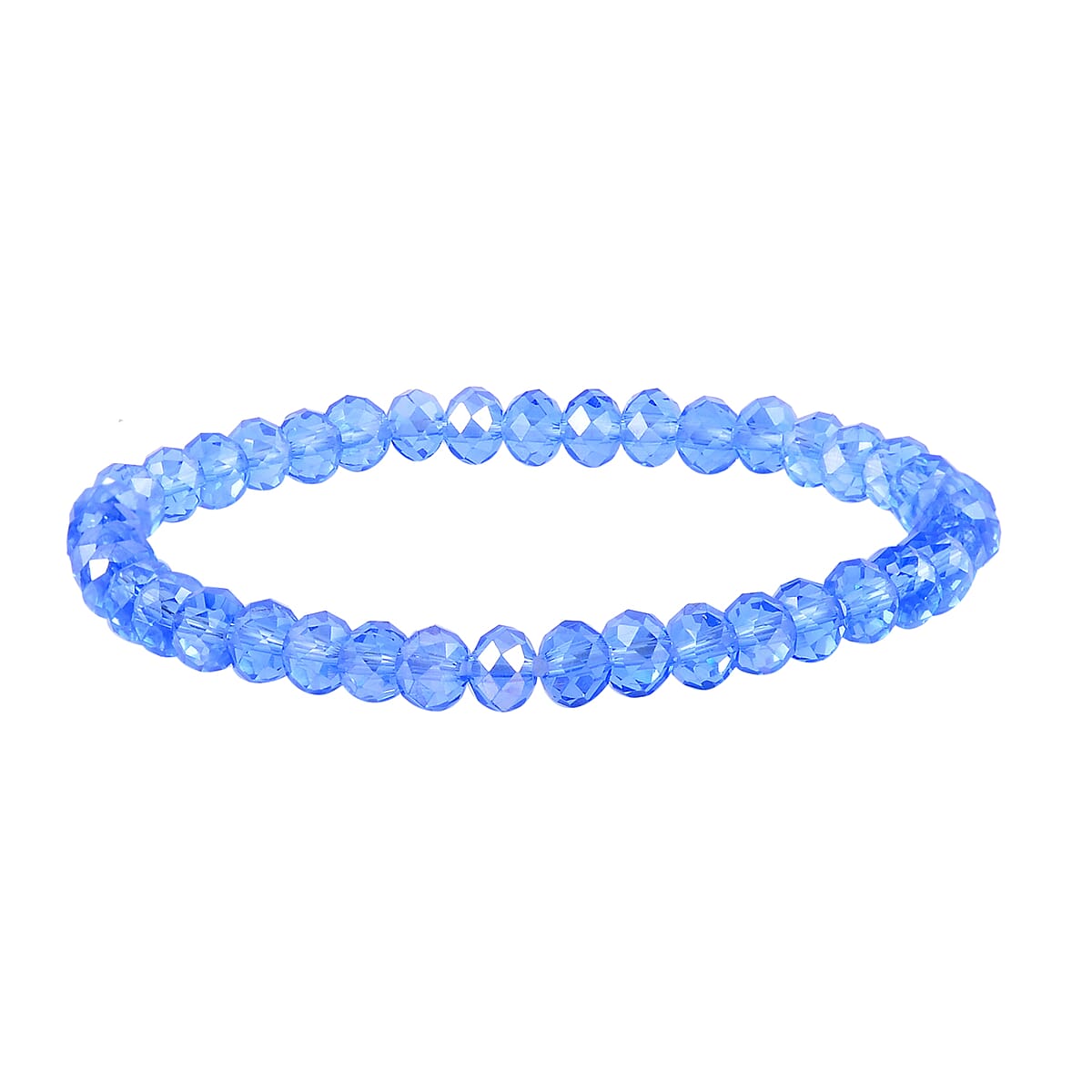 Lapis Lazuli, Blue Glass Set of 2 Stretch Bracelet and Cuff Bracelet (7.00In) in Silvertone 60.00 ctw image number 7