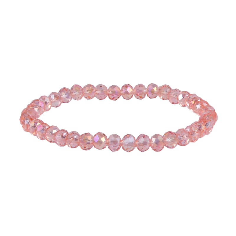 Galilea Rose Quartz, Pink Glass Set of 2 Stretch Bracelet and Cuff Bracelet (7.00In) in Rosetone 60.00 ctw