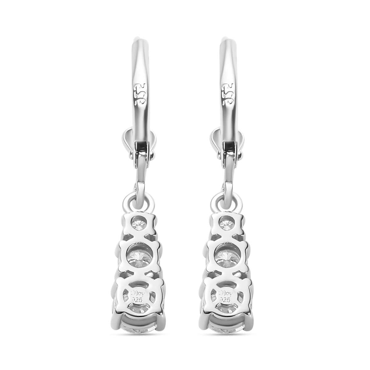 TLV Moissanite (Rnd 7mm) Lever Back Earrings, Ring (Size 5.0), Pendant Necklace (20 Inches) in Platinum Over Sterling Silver 6.75 ctw image number 2