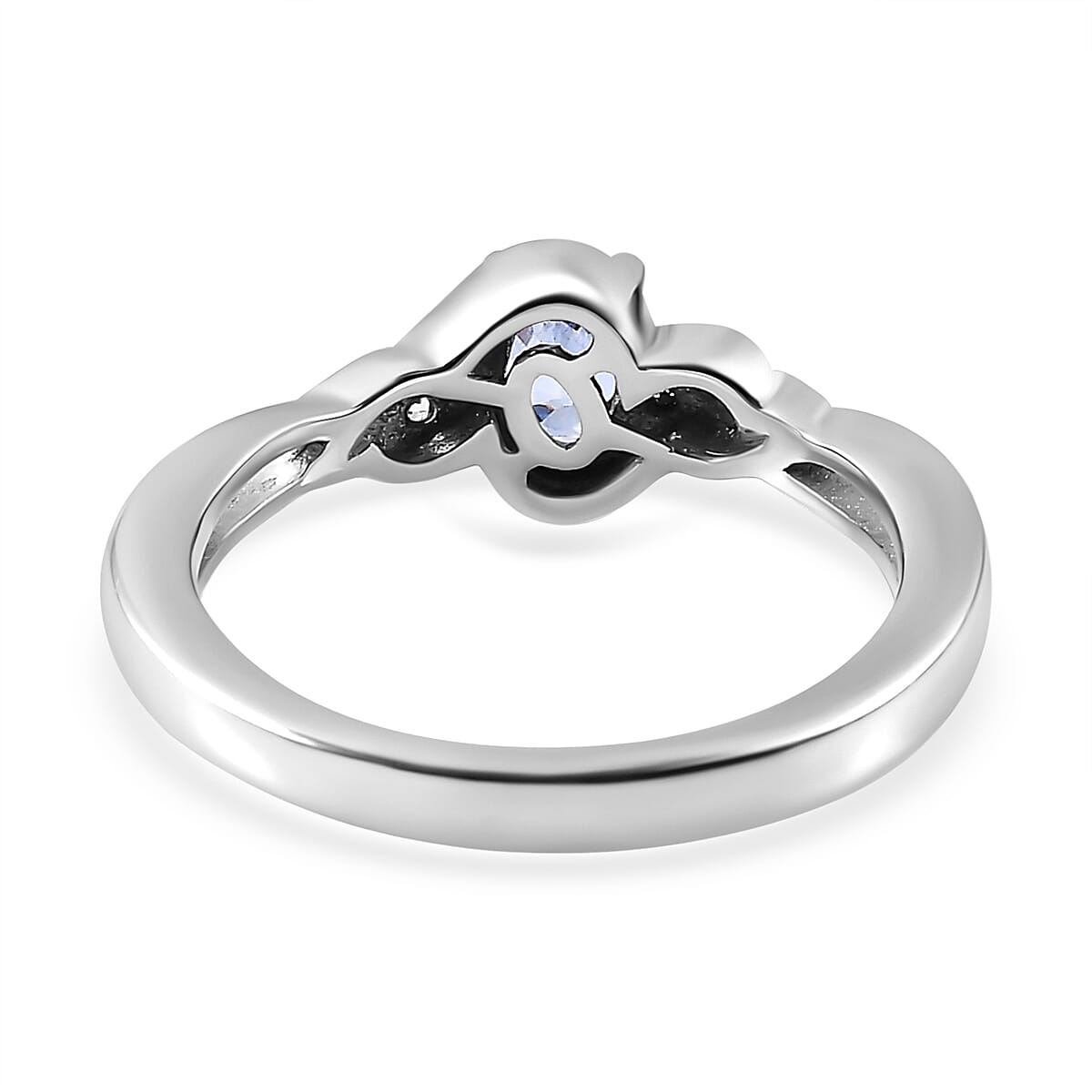 Ceylon Blue Sapphire, White Zircon Ring Size 6.0 and Pendant Necklace 20 Inches in Platinum Over Sterling Silver 1.30 ctw
