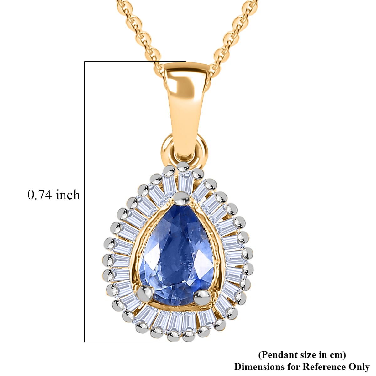 Ceylon Blue Sapphire and Diamond Halo Pendant Necklace 20 Inches in Vermeil Yellow Gold Over Sterling Silver 1.00 ctw image number 5
