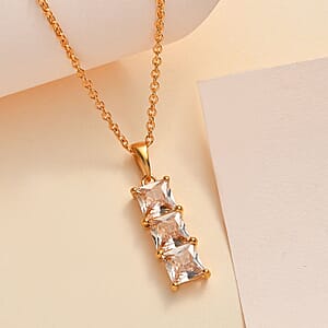 Simulated Champagne Diamond Pendant in 14K YG Over Sterling Silver with ION Plated YG Stainless Steel Necklace 20 Inches 3.90 ctw