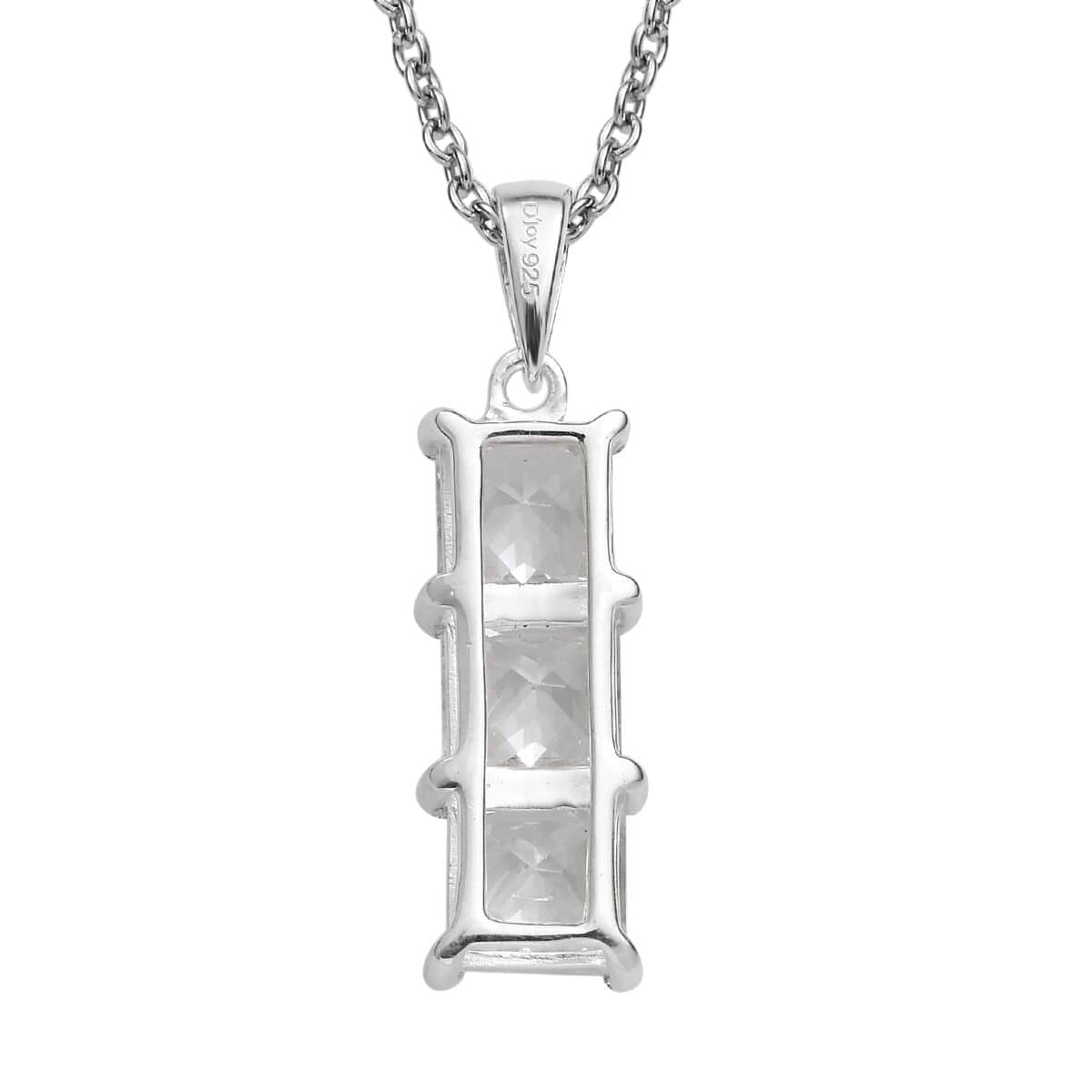 Simulated Diamond Pendant in Sterling Silver with Stainless Steel Necklace 20 Inches 3.90 ctw image number 4