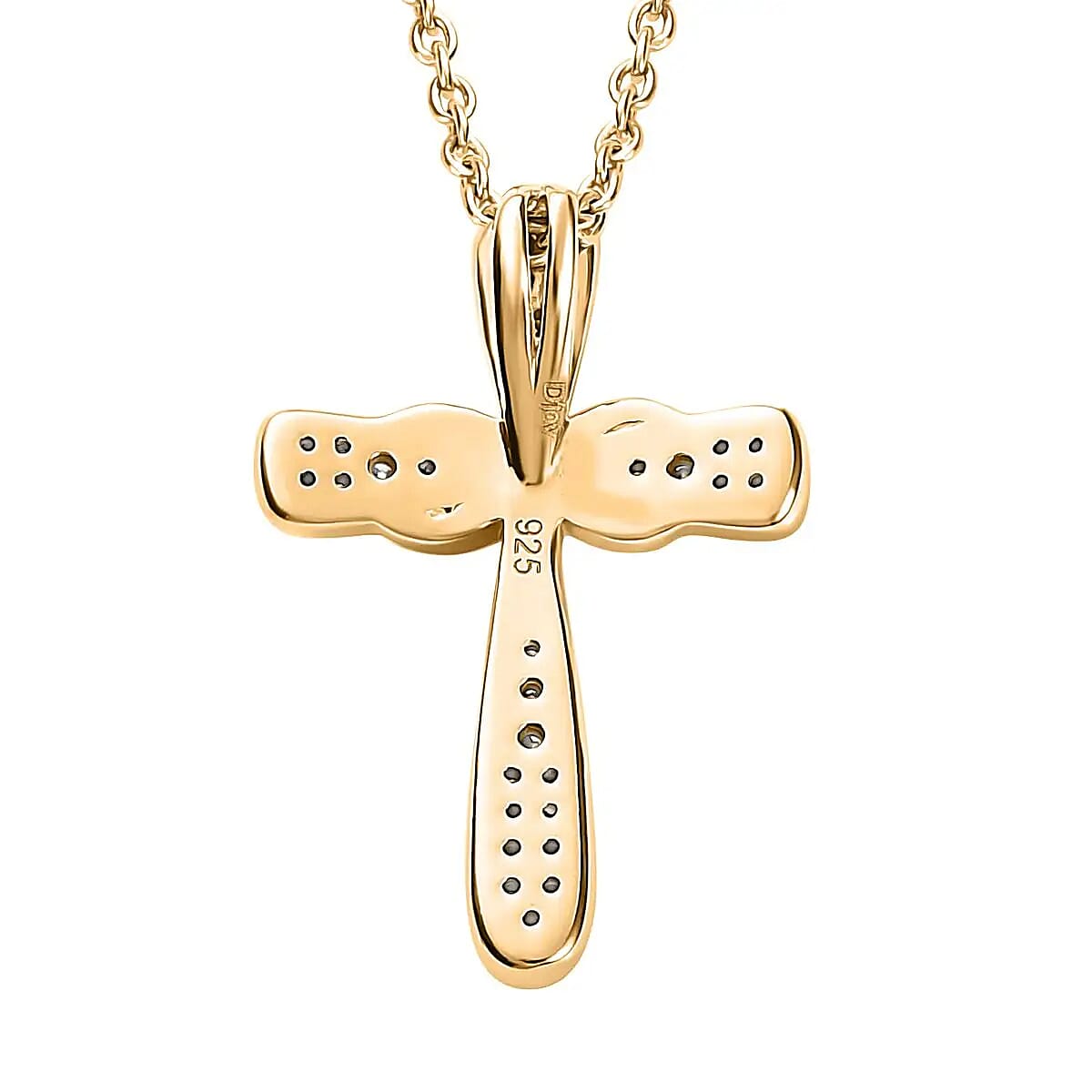 Moissanite Cross Pendant Necklace 20 Inches in Vermeil Yellow Gold Over Sterling Silver 0.35 ctw