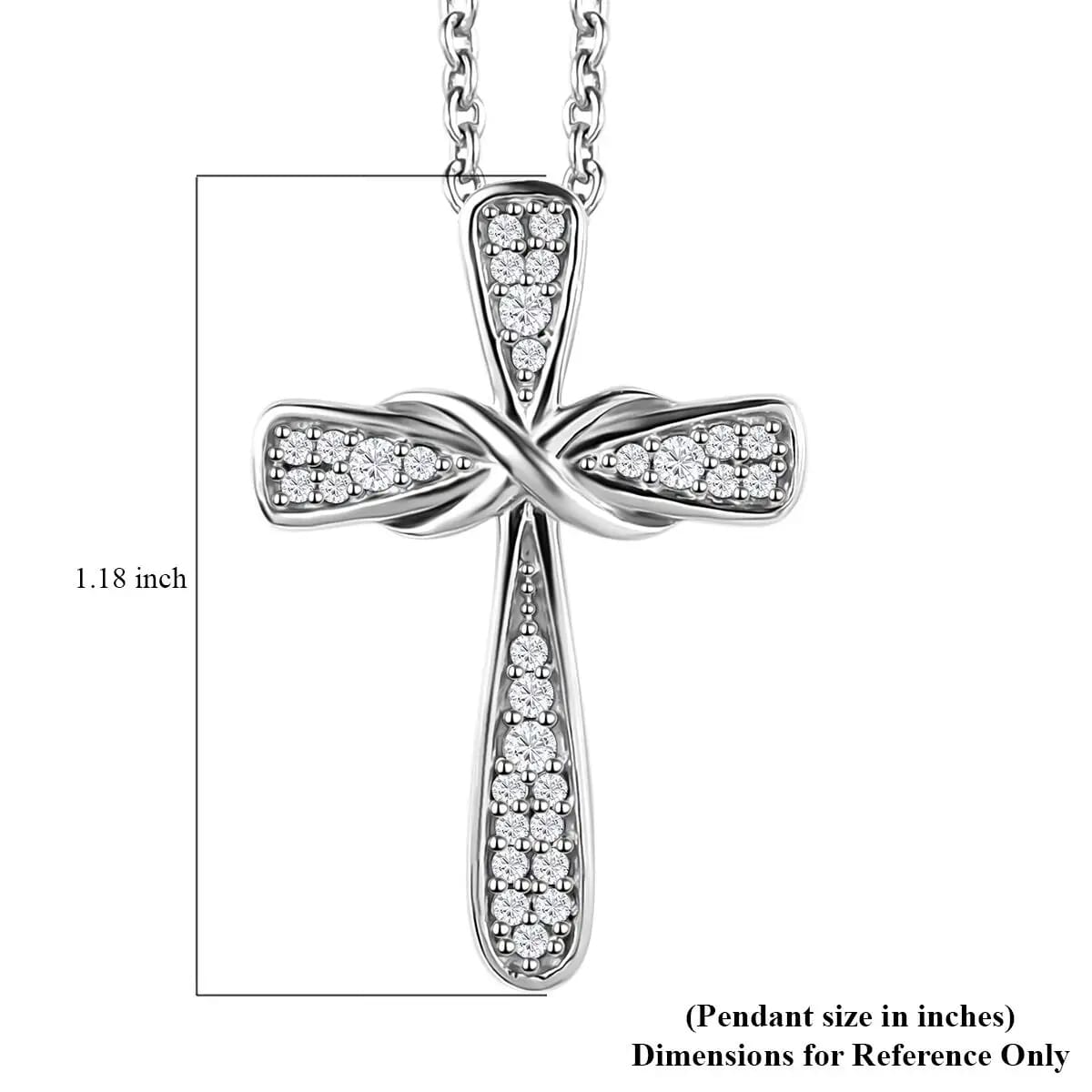 Moissanite Cross Pendant Necklace 20 Inches in Platinum Over Sterling Silver 0.35 ctw image number 6