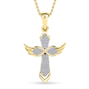 Moissanite Angel Wing Pendant Necklace 20 Inches in Vermeil Yellow Gold Over Sterling Silver 0.33 ctw