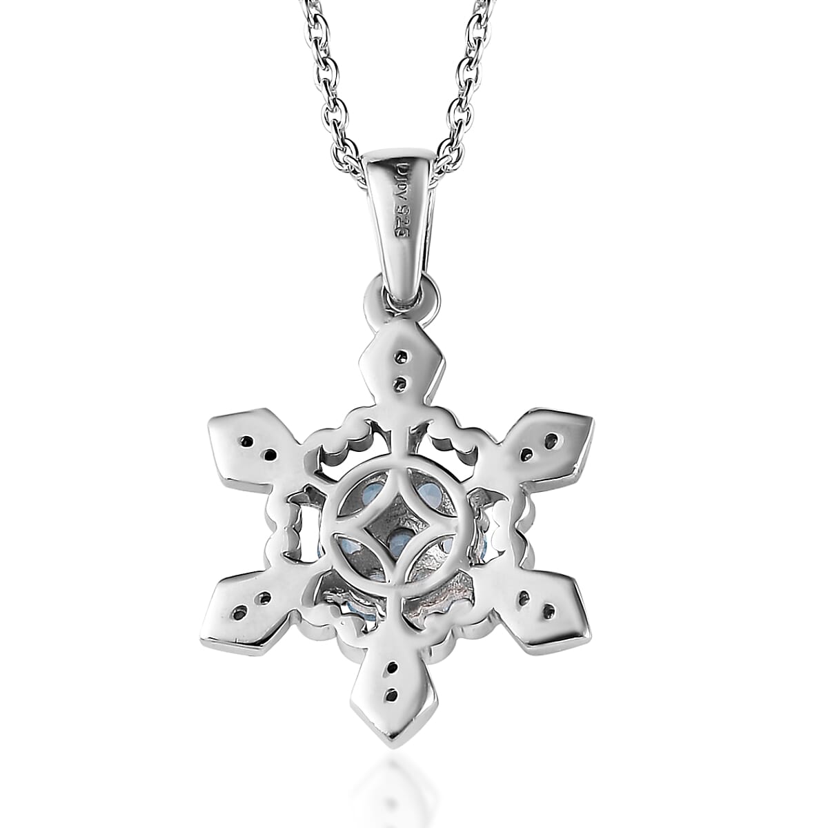Premium Sky Blue Topaz, Moissanite Pendant Necklace (20 Inches) in Platinum Over Sterling Silver 0.75 ctw image number 4