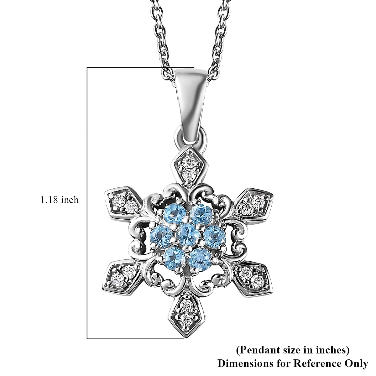 Premium Sky Blue Topaz, Moissanite Pendant Necklace (20 Inches) in Platinum Over Sterling Silver 0.75 ctw image number 6