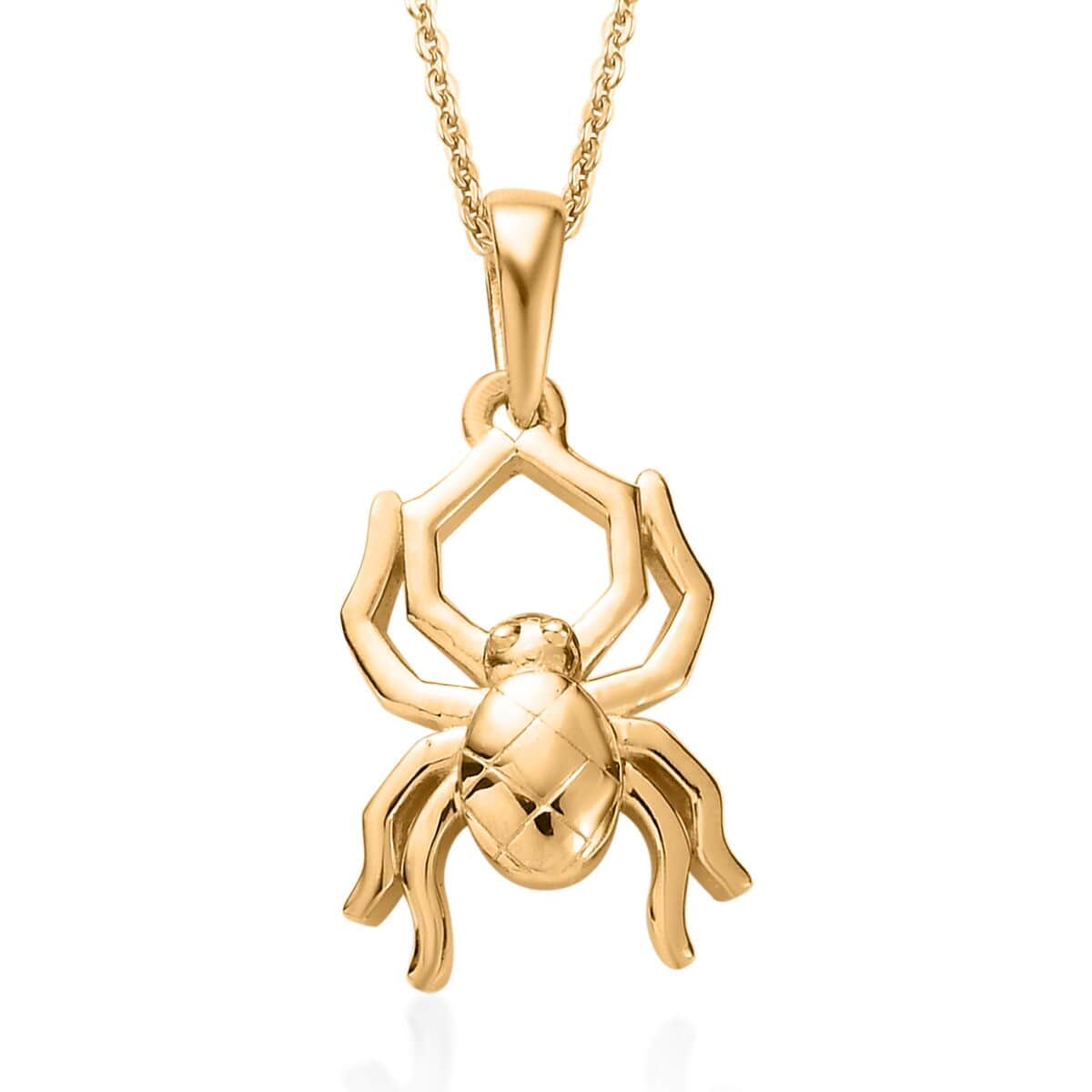 Vermeil Yellow Gold Over Sterling Silver Halloween Spider Pendant with ION Plated YG Stainless Steel Necklace 20 Inches image number 0