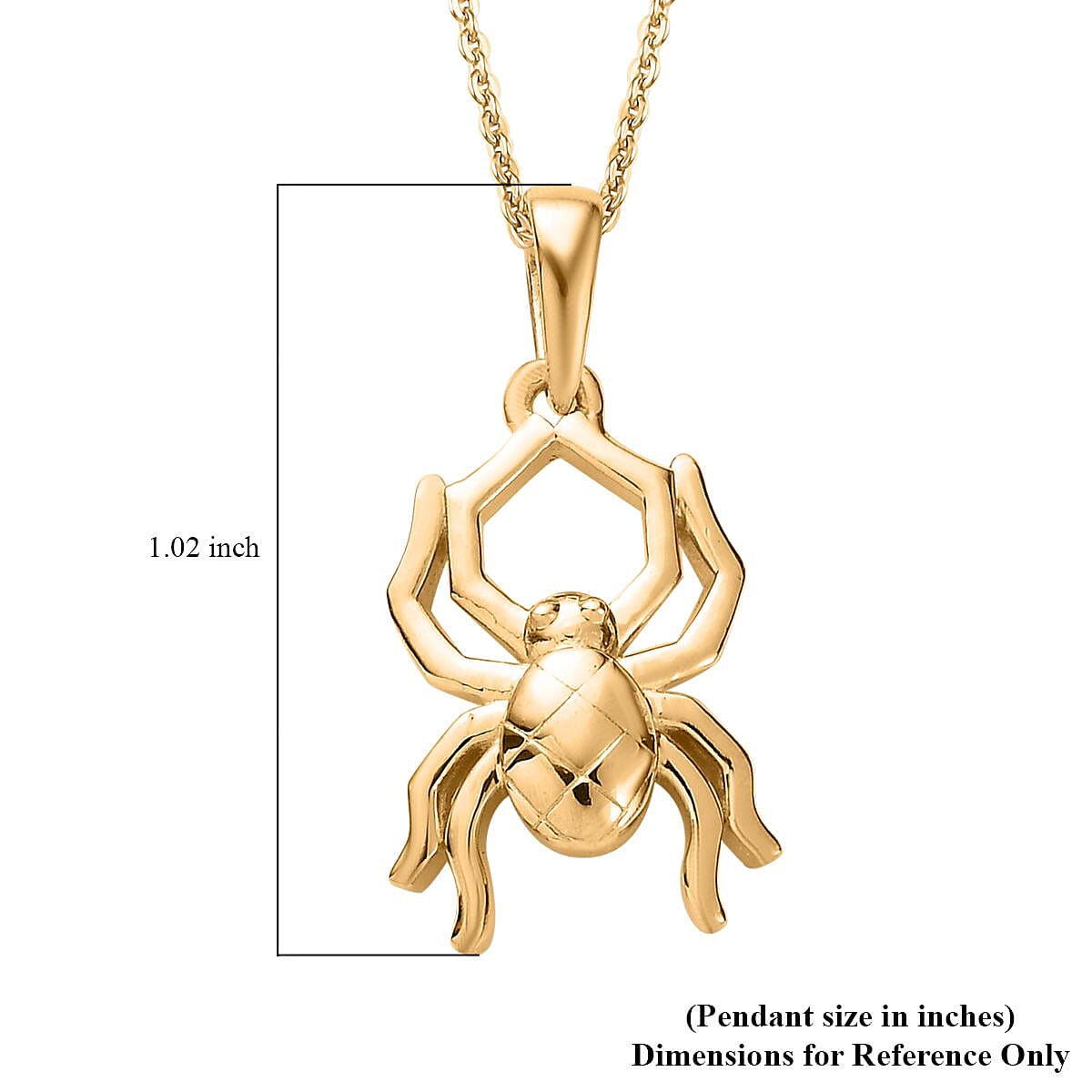 Vermeil Yellow Gold Over Sterling Silver Halloween Spider Pendant with ION Plated YG Stainless Steel Necklace 20 Inches