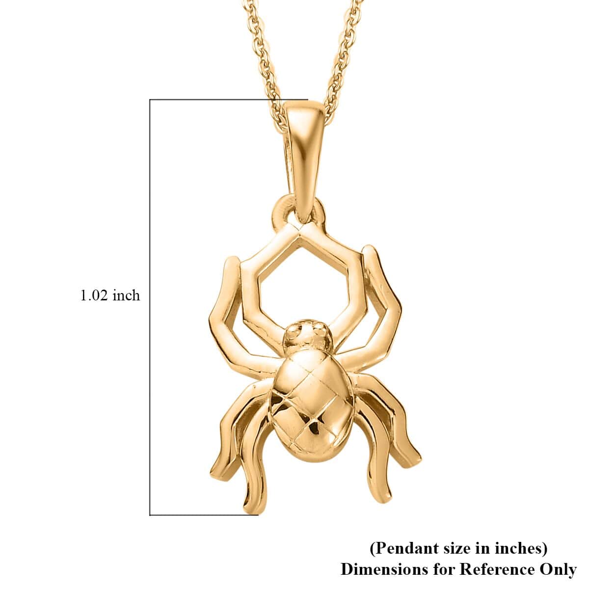 Vermeil Yellow Gold Over Sterling Silver Halloween Spider Pendant with ION Plated YG Stainless Steel Necklace 20 Inches image number 6