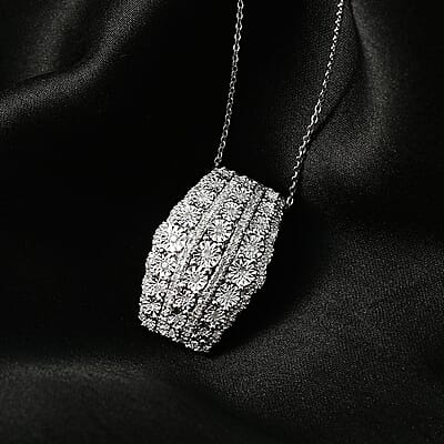 Diamond Illusion Pendant Necklace 20 Inches in Platinum Over Sterling Silver 0.50 ctw