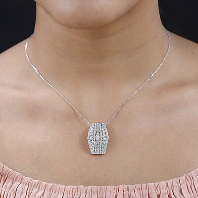 Diamond Illusion Pendant Necklace 20 Inches in Platinum Over Sterling Silver 0.50 ctw