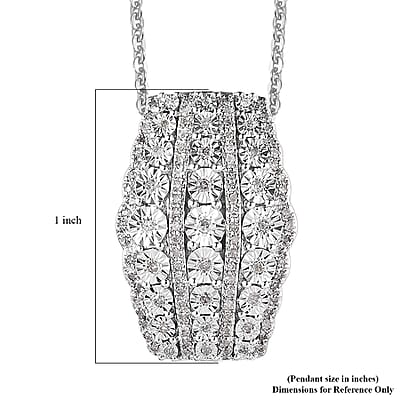 Diamond Illusion Pendant Necklace 20 Inches in Platinum Over Sterling Silver 0.50 ctw