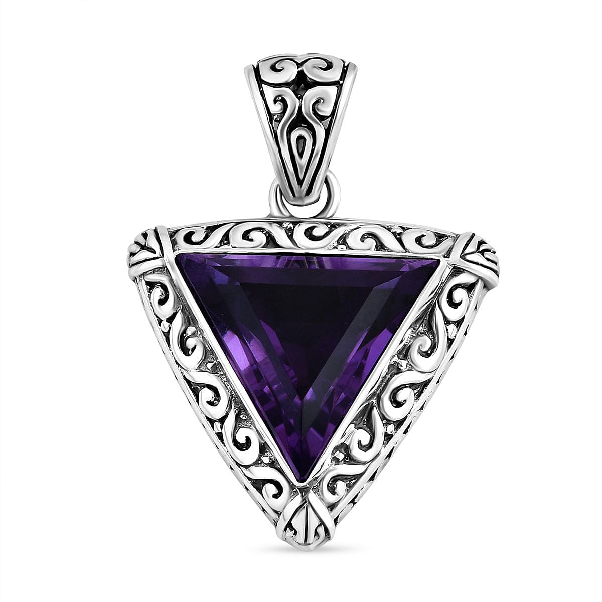 Bali Legacy African Amethyst Ring and Pendant in Sterling Silver 16.20 ctw (Del. in 7-10 Days) image number 7