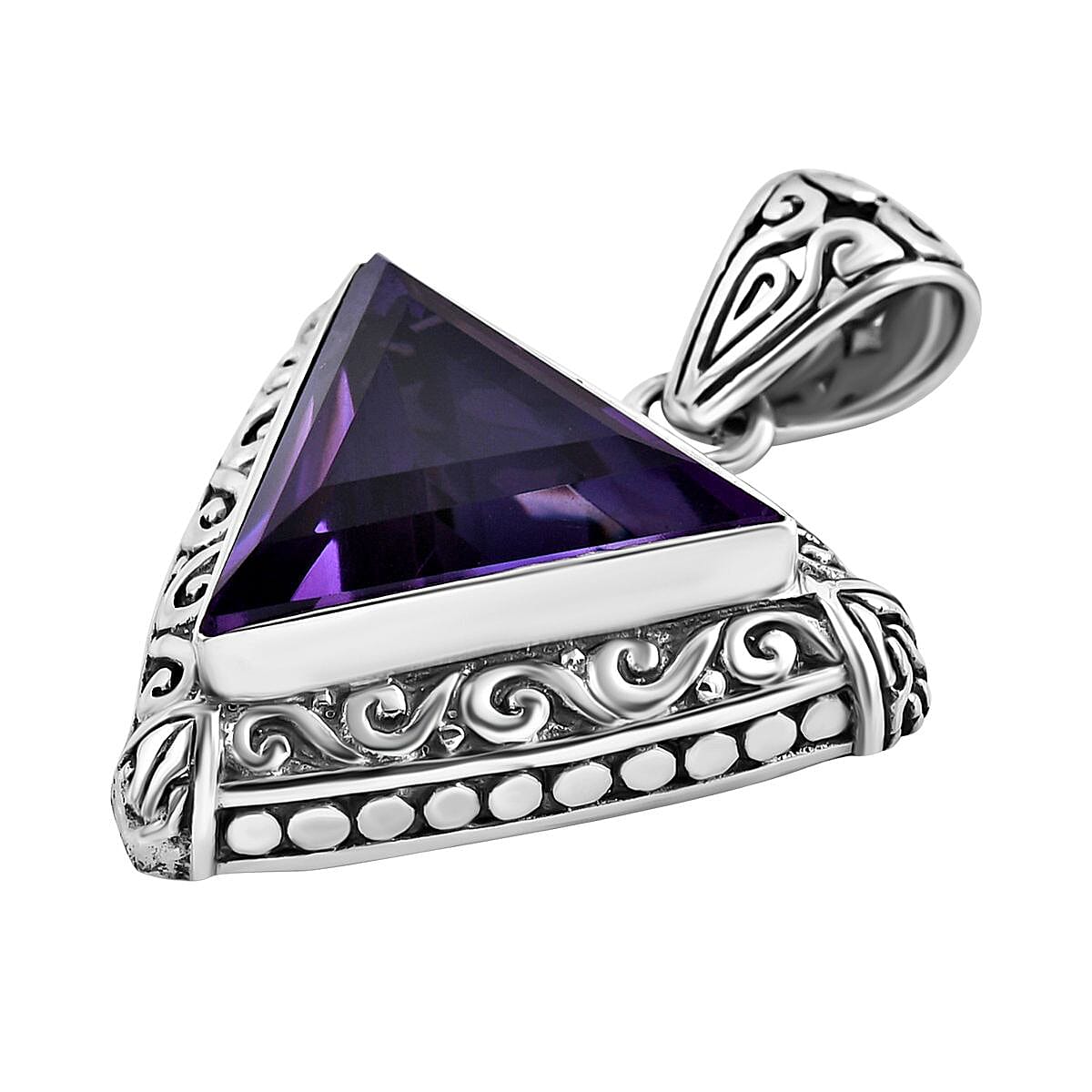 Bali Legacy African Amethyst Ring and Pendant in Sterling Silver 16.20 ctw (Del. in 7-10 Days) image number 8