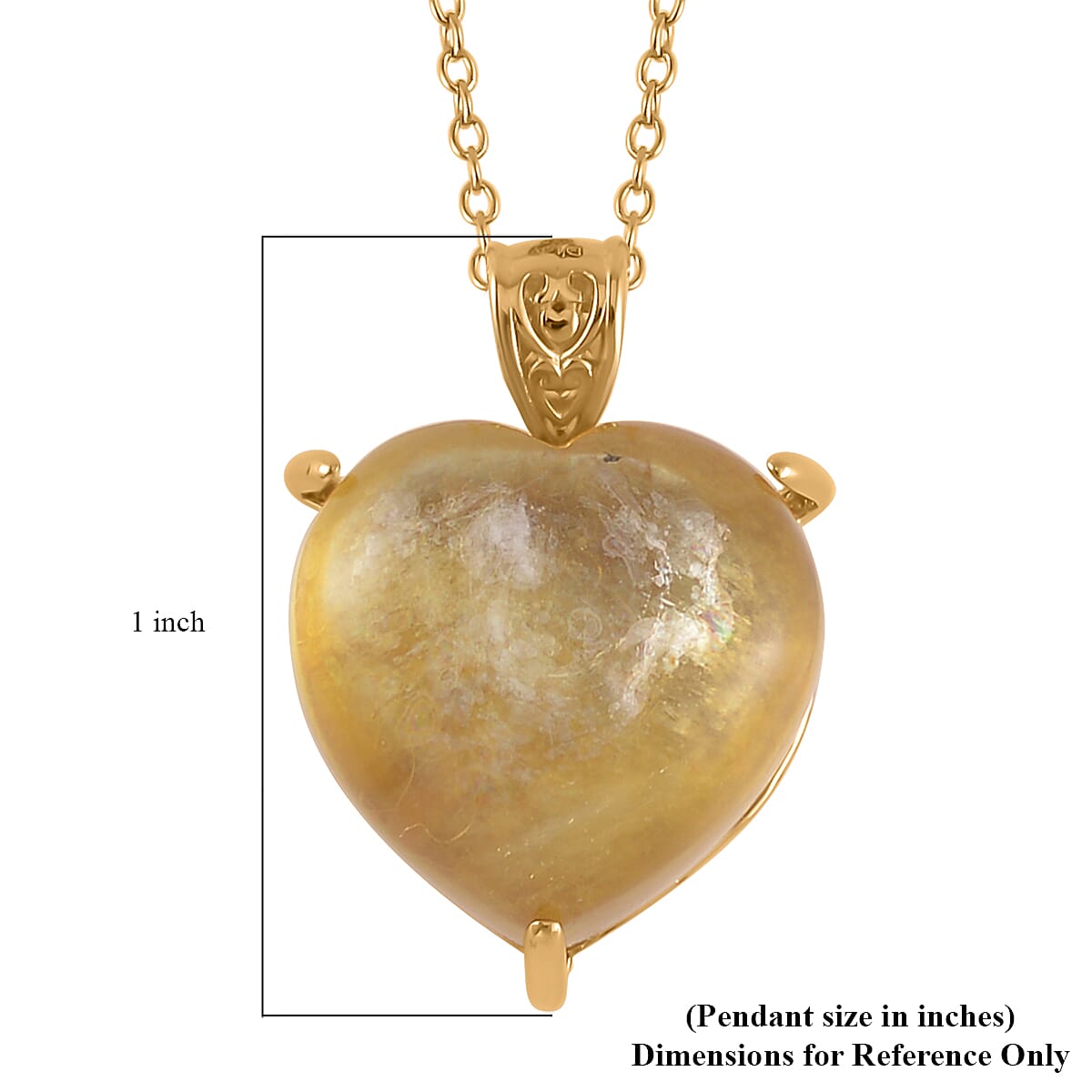 Golden Lepidolite Heart Pendant Necklace (18 Inches) in Vermeil YG Over Sterling Silver
