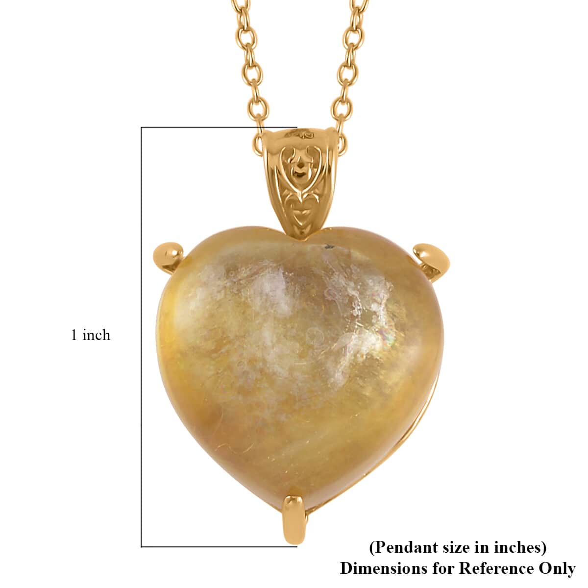 Golden Lepidolite Heart Pendant Necklace (18 Inches) in Vermeil YG Over Sterling Silver image number 5