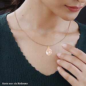 Peach Baroque Pearl Pendant 30.50 ctw Necklace in Vermeil YG Over Sterling Silver 20 Inches