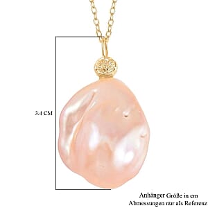 Peach Baroque Pearl Pendant 30.50 ctw Necklace in Vermeil YG Over Sterling Silver 20 Inches