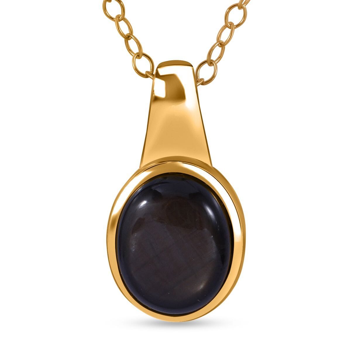 Natural Black Star Sapphire 4.35 ctw Pendant Necklace in Vermeil Yellow Gold Over Sterling Silver 18 Inches image number 0