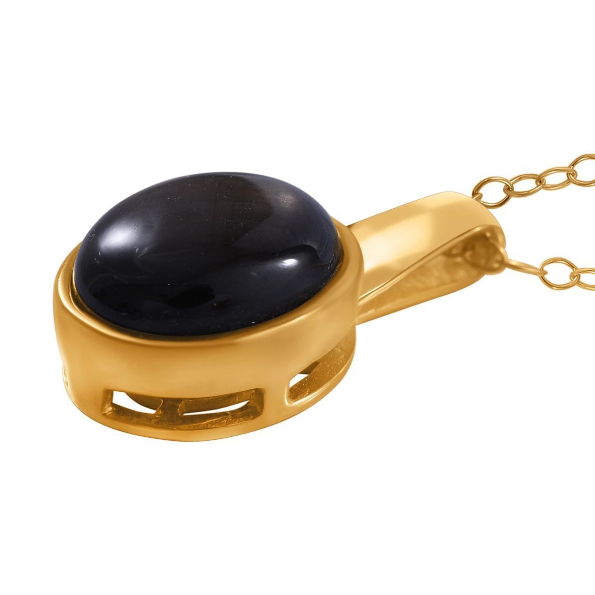 Natural Black Star Sapphire 4.35 ctw Pendant Necklace in Vermeil Yellow Gold Over Sterling Silver 18 Inches image number 2