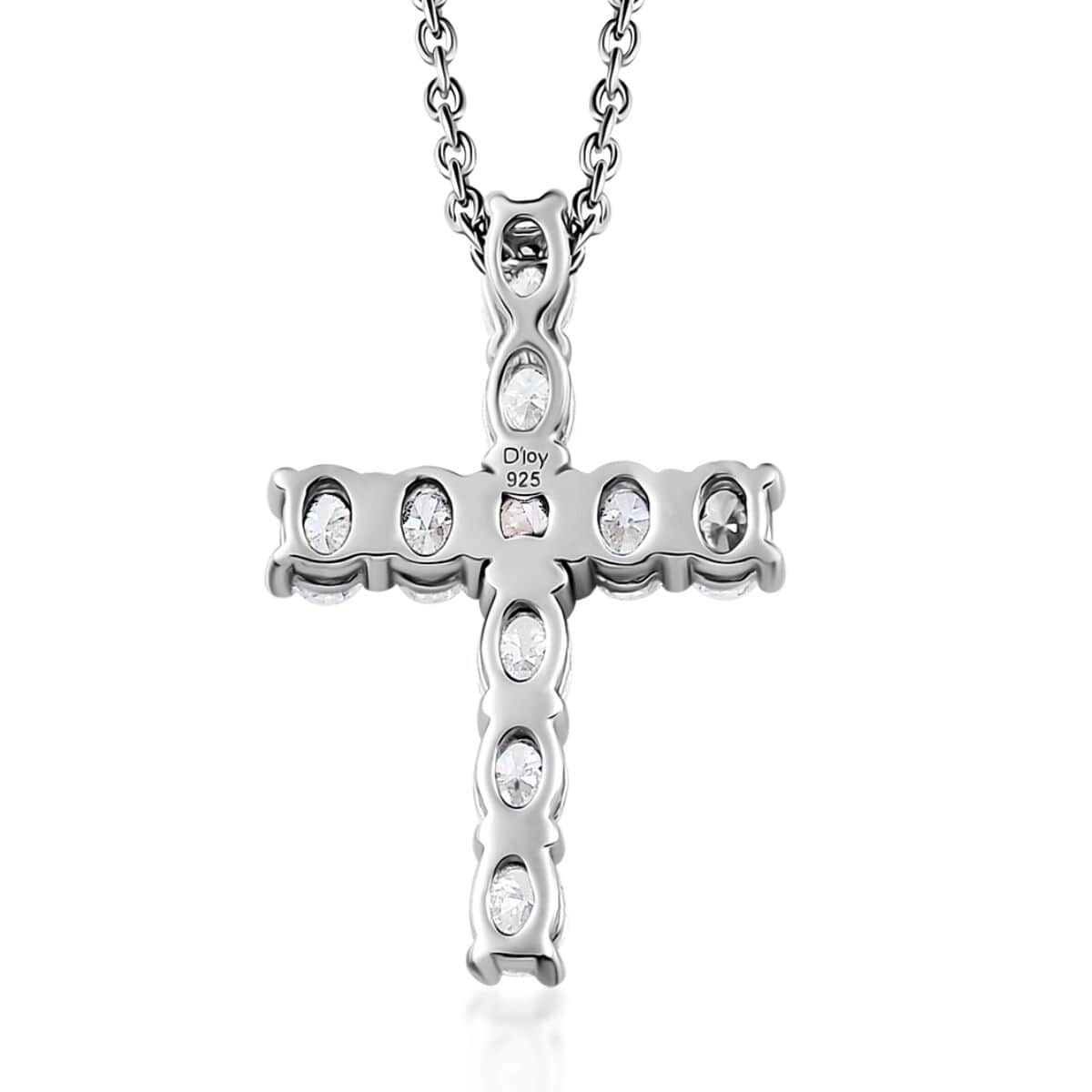 Moissanite Cross Pendant Necklace 20 Inches in Platinum Over Sterling Silver 1.65 ctw image number 4