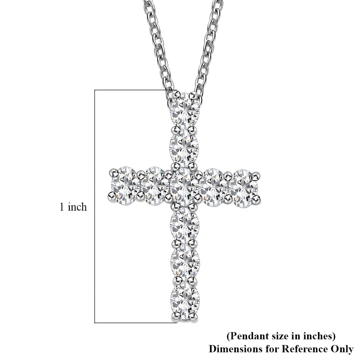 Moissanite Cross Pendant Necklace 20 Inches in Platinum Over Sterling Silver 1.65 ctw image number 6