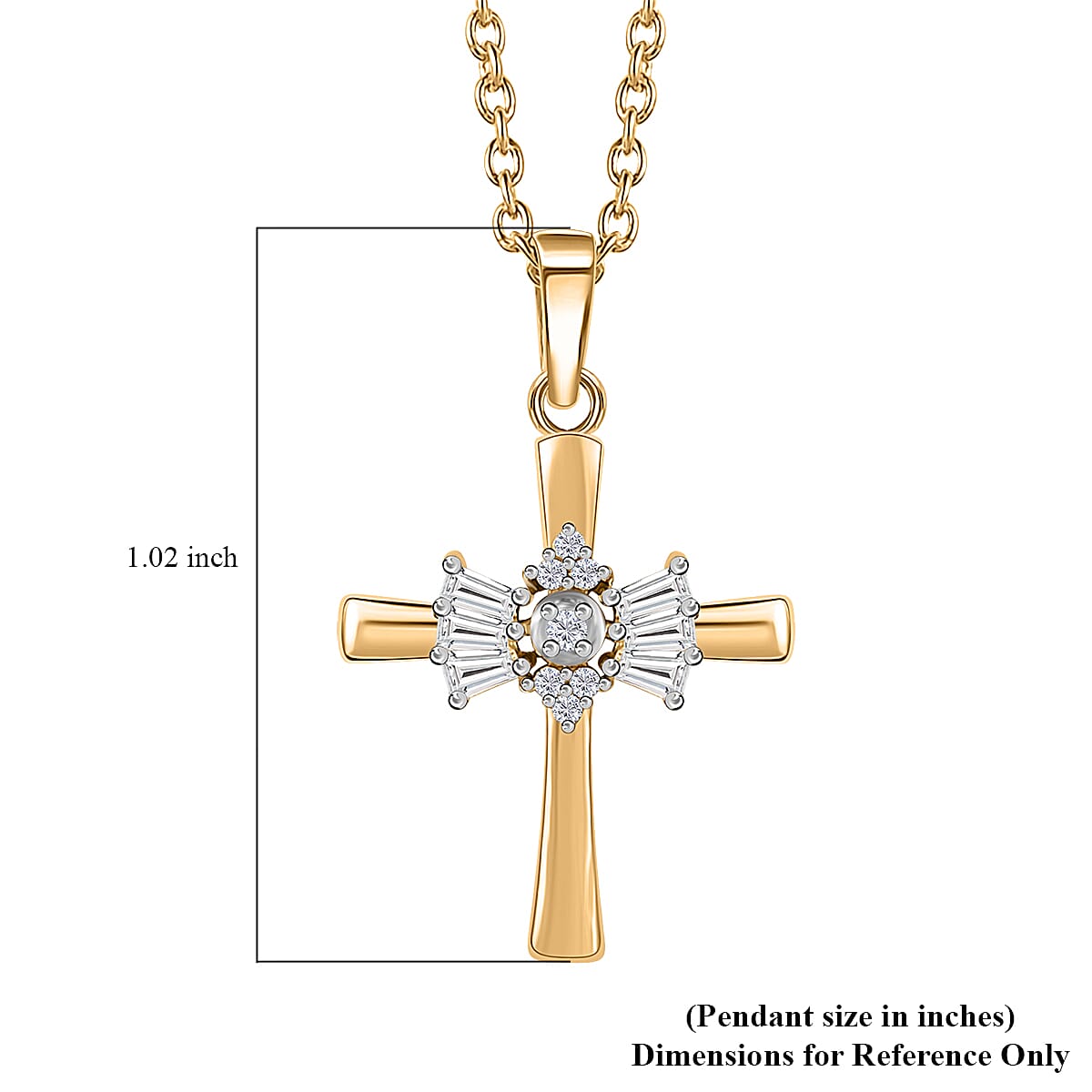 Moissanite Cross Pendant Necklace 20 Inches in Vermeil Yellow Gold Over Sterling Silver 0.25 ctw