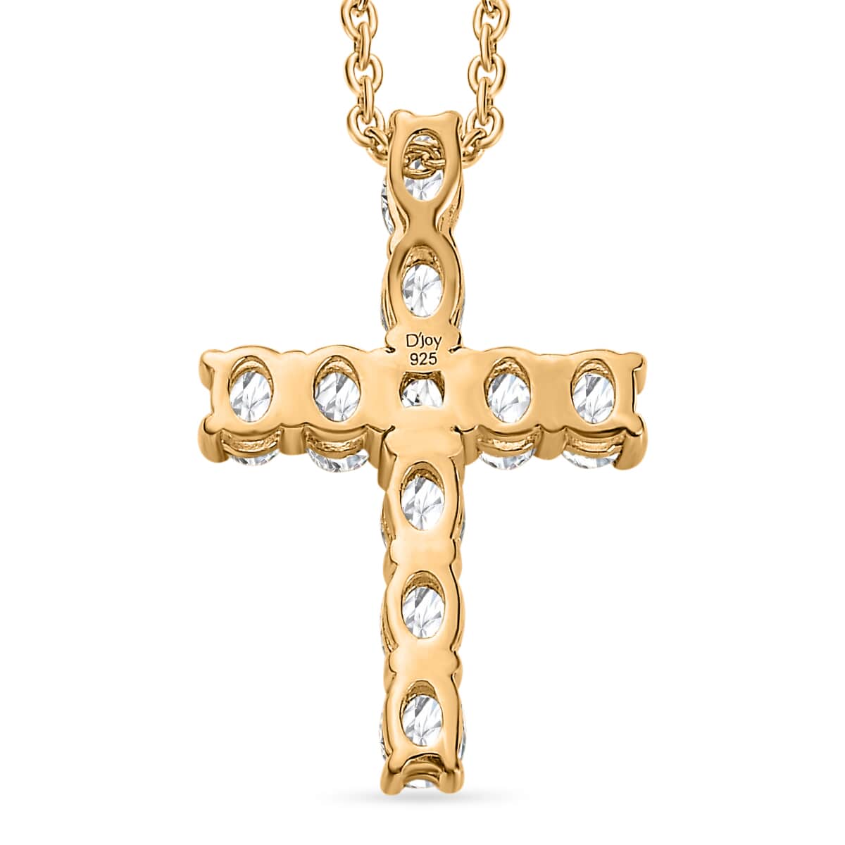 Moissanite Cross Pendant Necklace 20 Inches in Vermeil Yellow Gold Over Sterling Silver 1.70 ctw image number 4