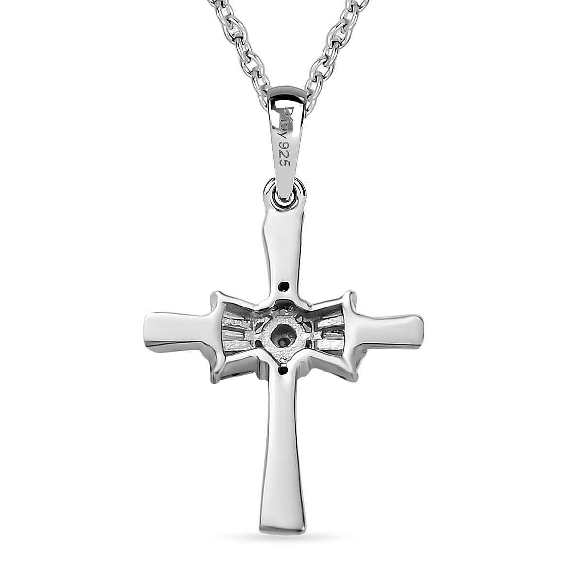Moissanite Cross Pendant Necklace 20 Inches in Platinum Over Sterling Silver 0.25 ctw image number 4