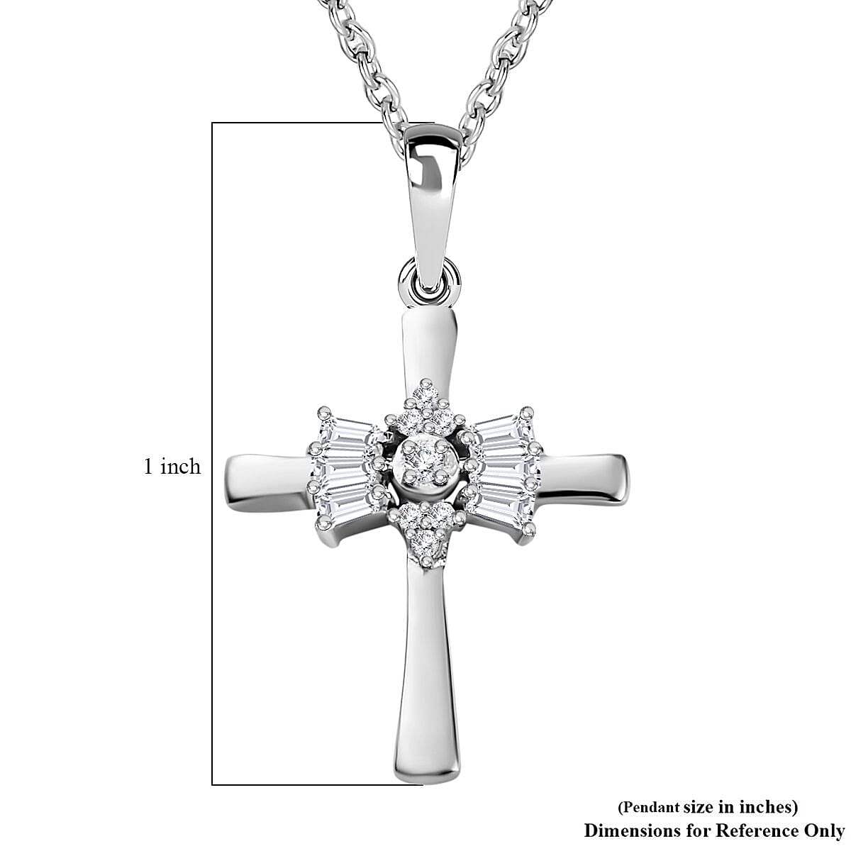 Moissanite Cross Pendant Necklace 20 Inches in Platinum Over Sterling Silver 0.25 ctw image number 5