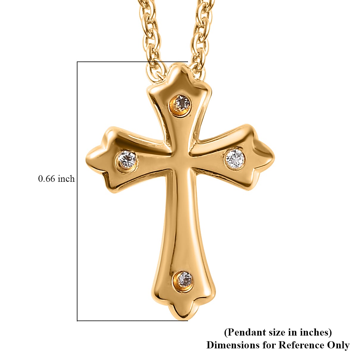 Moissanite Cross Pendant Necklace (20 Inches) in Vermeil YG Over Sterling Silver 0.05 ctw image number 6