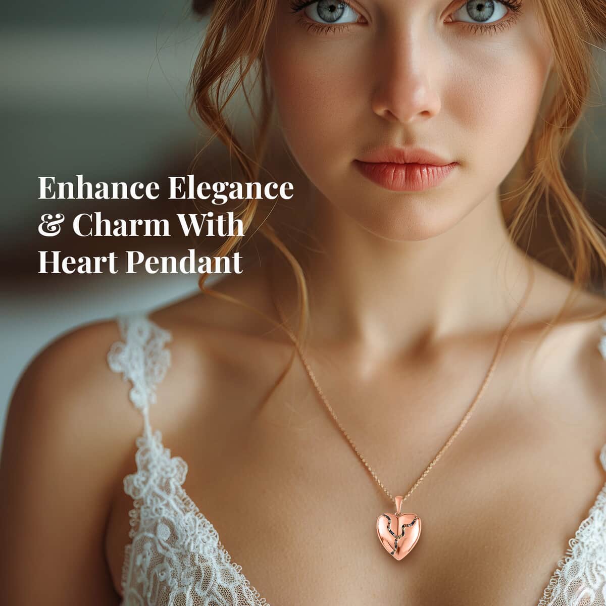 Multi Sapphire Heart Pendant Necklace 20 Inches in Vermeil Rose Gold Over Sterling Silver 0.50 ctw image number 2