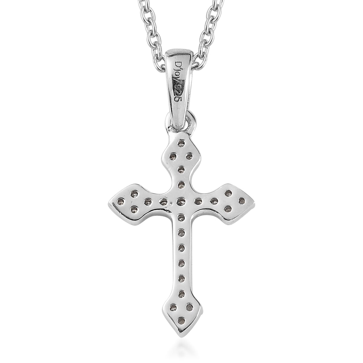 Moissanite Cross Pendant Necklace 20 Inches in Platinum Over Sterling Silver 0.15 ctw image number 4