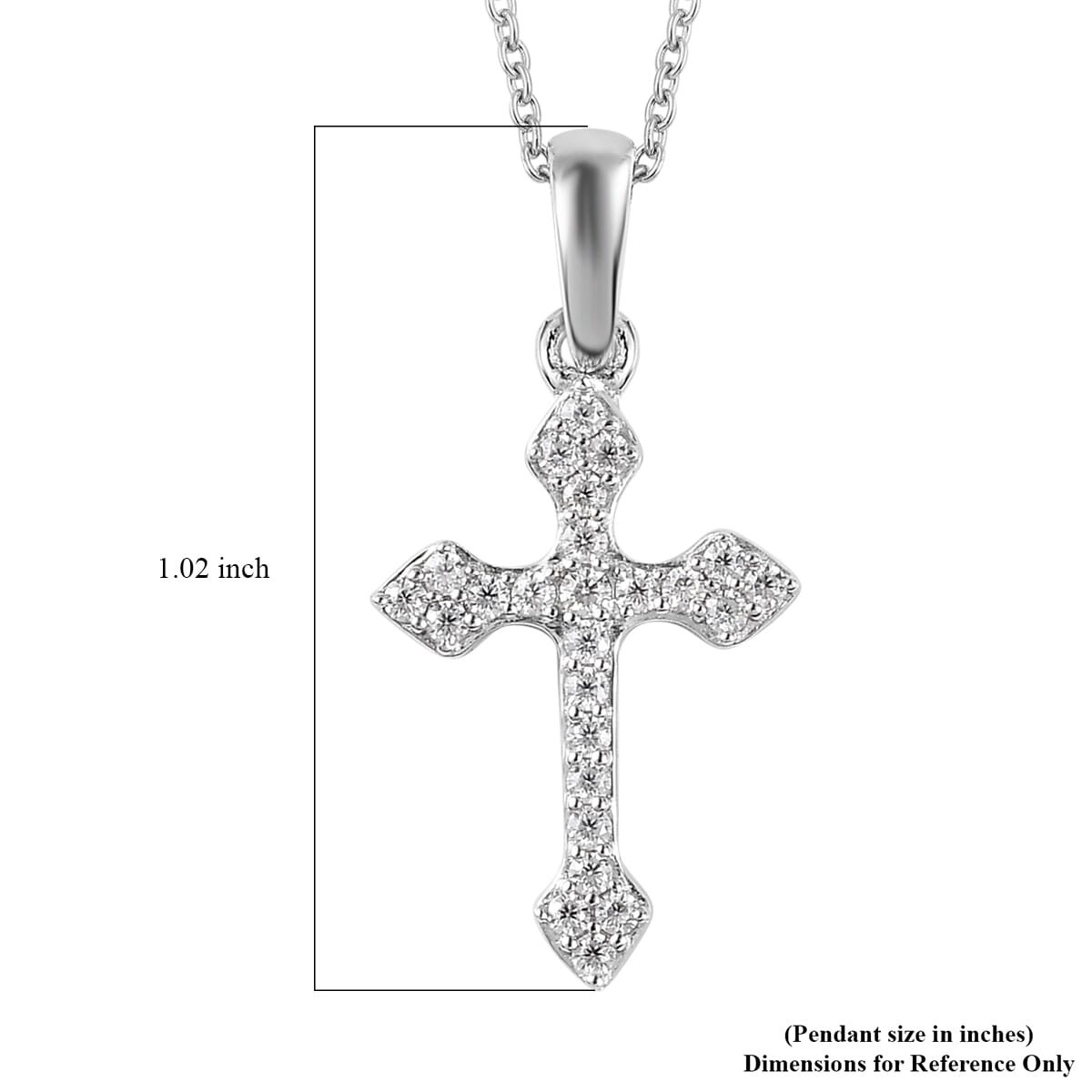 Moissanite Cross Pendant Necklace 20 Inches in Platinum Over Sterling Silver 0.15 ctw image number 5