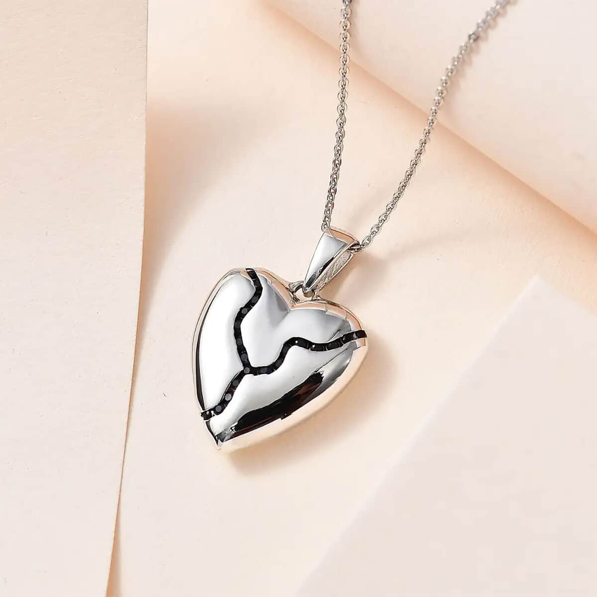 Blue Sapphire 0.50 ctw Heart Pendant Necklace in Platinum Over Sterling Silver 20 Inches image number 1