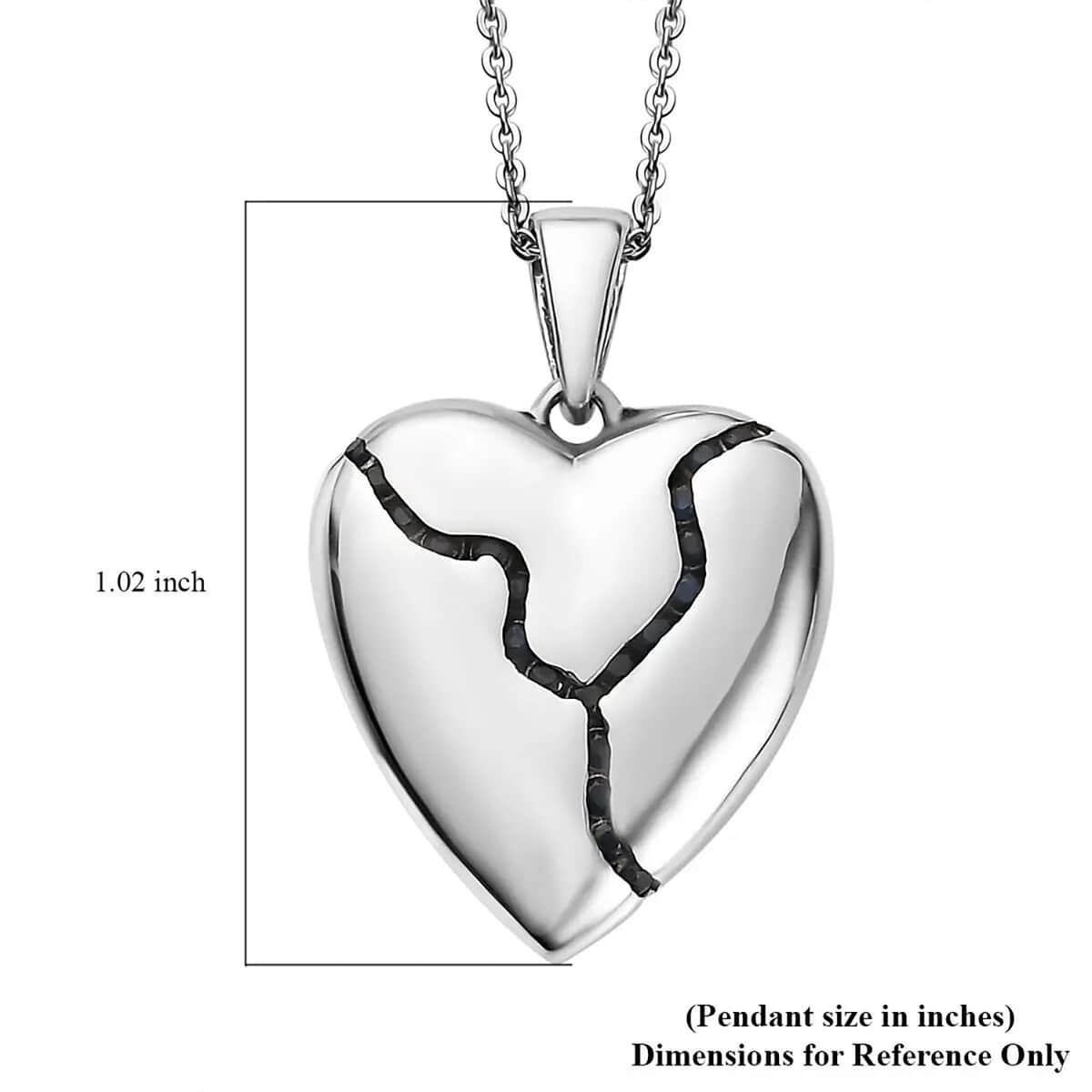 Blue Sapphire 0.50 ctw Heart Pendant Necklace in Platinum Over Sterling Silver 20 Inches image number 6