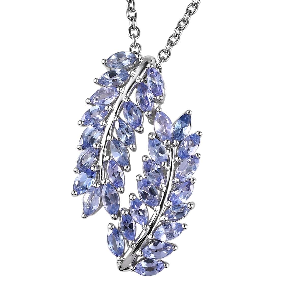 Doorbuster Karis Tanzanite Bangle Bracelet (7.25In), Earrings, Ring (Size 7.0), Pendant in Platinum Bond with Stainless Steel Necklace (20 Inches) 12.60 ctw image number 6