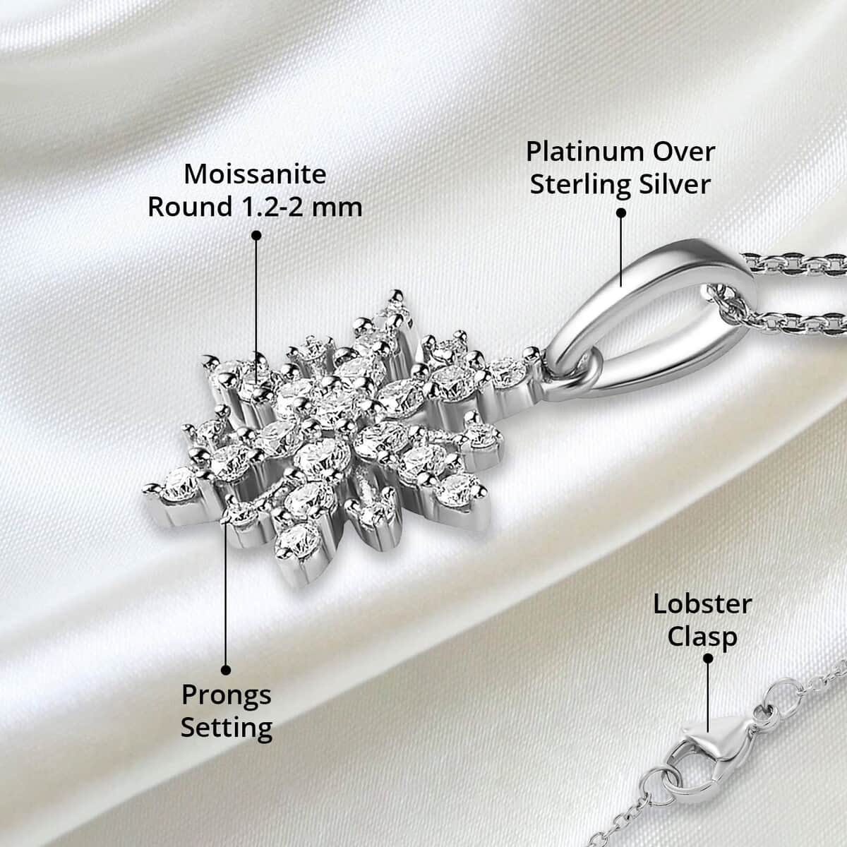 Moissanite Pendant Necklace 20 Inches in Platinum Over Sterling Silver 0.60 ctw image number 5