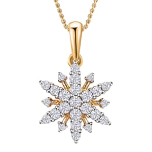 Moissanite Snowflake Pendant Necklace 20 Inches in Vermeil Yellow Gold Over Sterling Silver 0.70 ctw