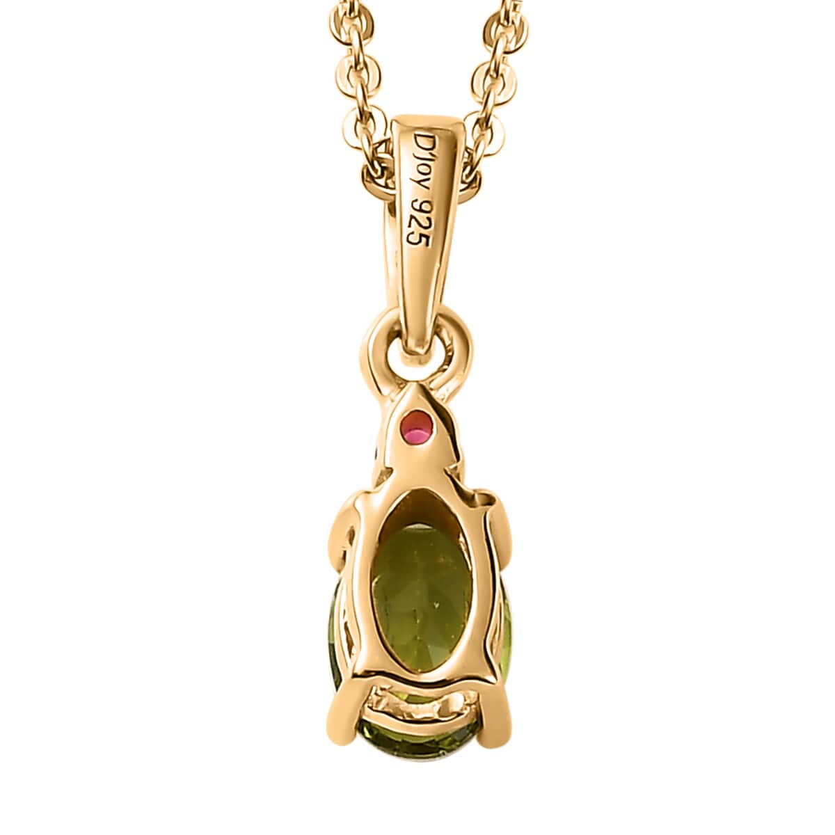 Premium Natural Calabar Green Tourmaline and Ouro Fino Rubellite Ring and Pendant Necklace 20 Inches in Vermeil Yellow Gold Over Sterling Silver 1.00 ctw (Del. in 3-5 Days) image number 8