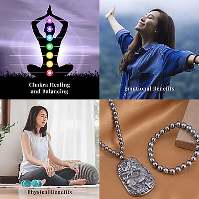 Terahertz Carved 383.00 ctw Qilin Pendant with Beaded Necklace and Stretch Bracelet in Rhodium Over Sterling Silver 20 Inches
