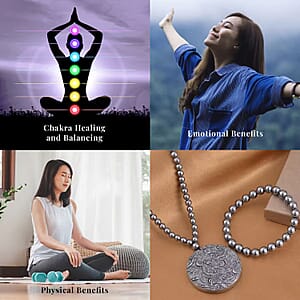 Terahertz 333.00 ctw Carved Dragon Pendant with Beaded Necklace and Stretch Bracelet in Rhodium Over Sterling Silver 20 Inches