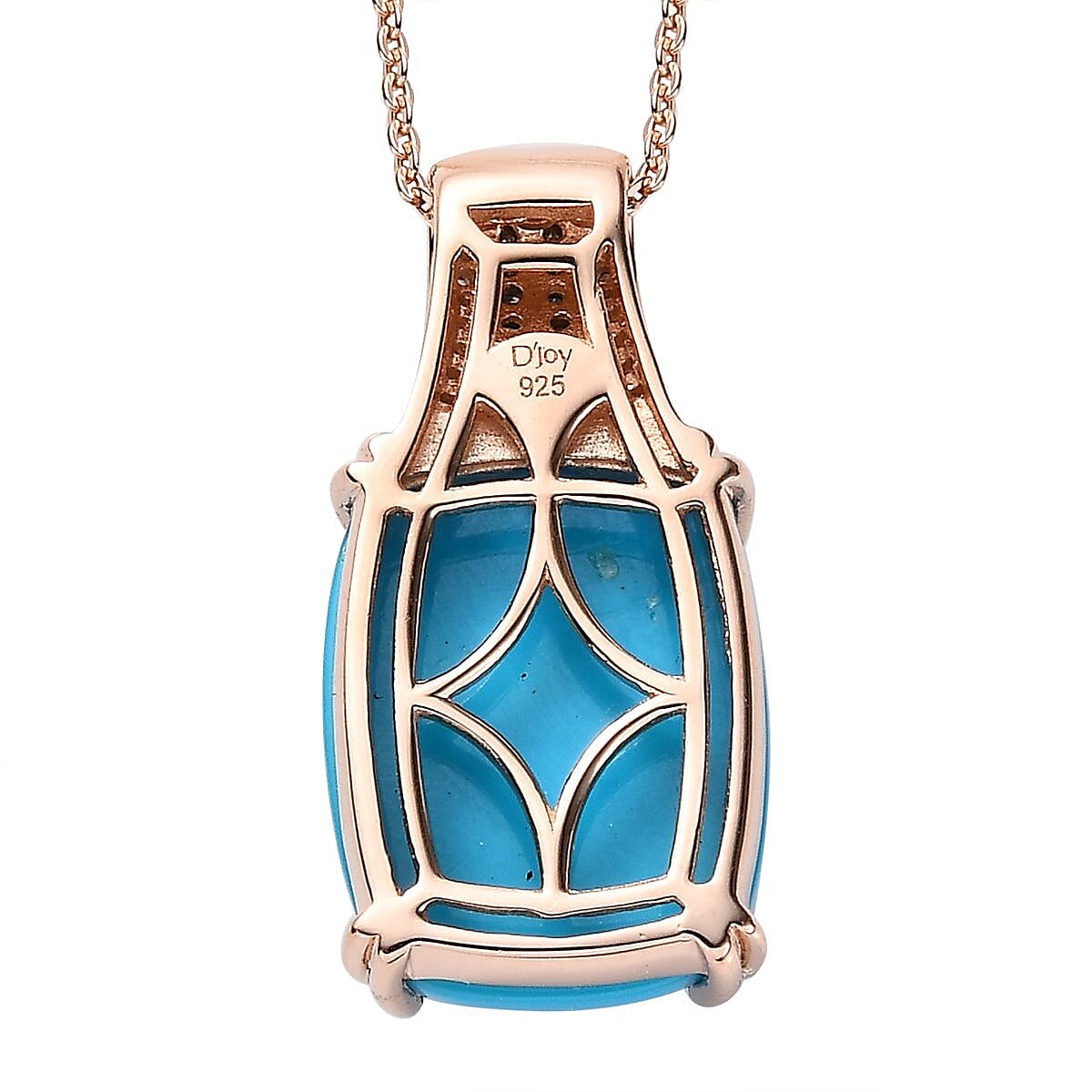 Doorbuster Sleeping Beauty Turquoise and Moissanite, Natural Yellow Diamond Pendant Necklace 18 Inches in Vermeil Yellow Gold Over Sterling Silver 7.40 ctw image number 4