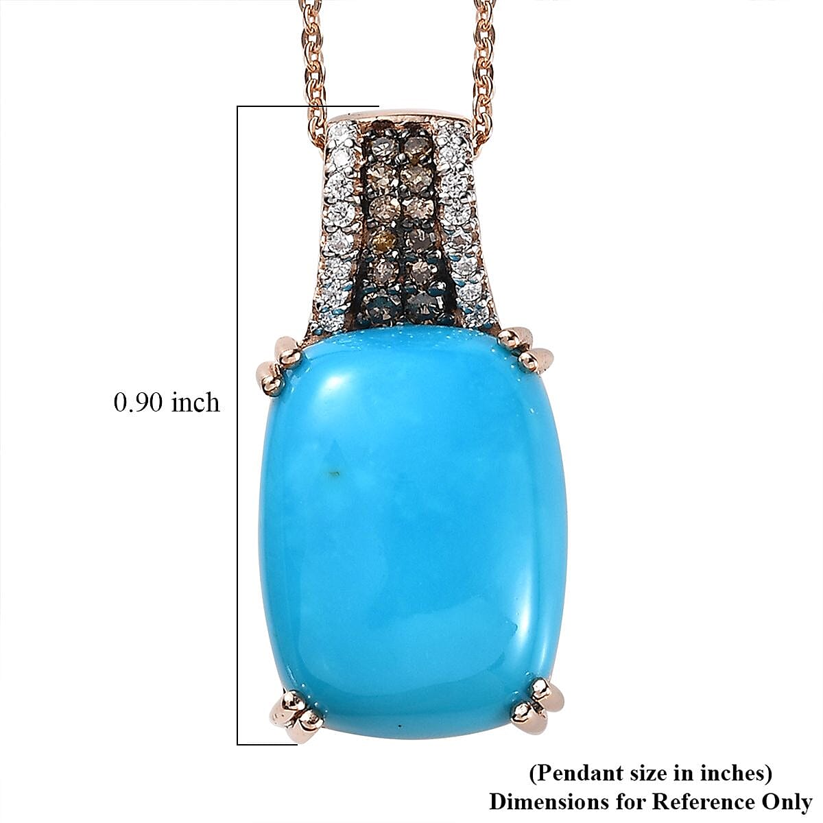 Doorbuster Sleeping Beauty Turquoise and Moissanite, Natural Yellow Diamond Pendant Necklace 18 Inches in Vermeil Yellow Gold Over Sterling Silver 7.40 ctw image number 5