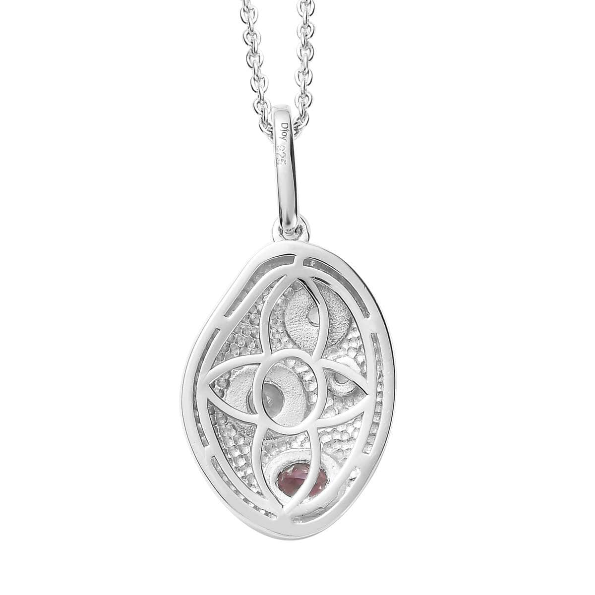 Premium Rose De France Amethyst and Multi Gemstone Celestial Medallion Nugget Pendant Necklace 20 Inches in Platinum Over Sterling Silver 1.10 ctw image number 4